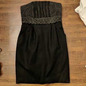 Ann Taylor LOFT Black Lace Eyelet Strapless Dress